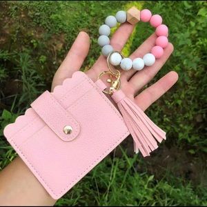 Brand new, super cute wristlet wallet with ID and card holders